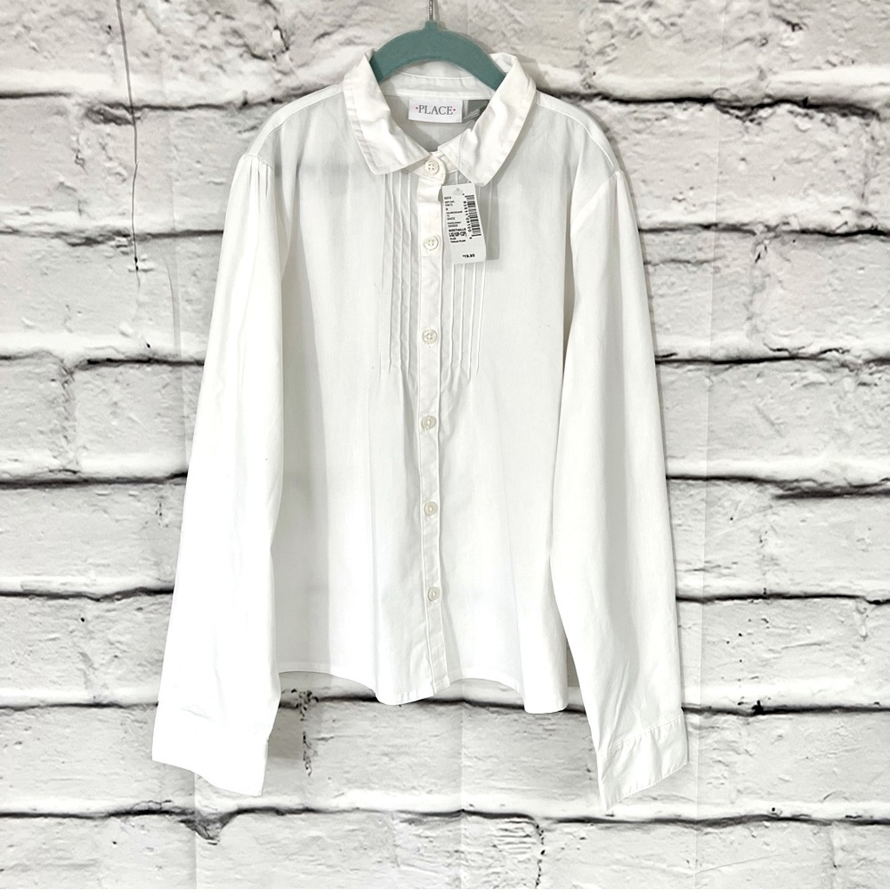 CHILDREN’S PLACE Blouse Button Down White Plus Size 10/l2 plus